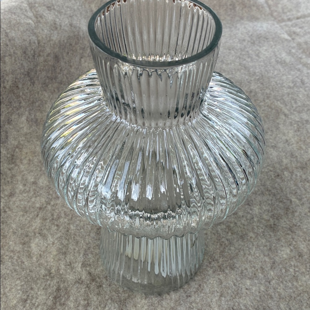 Clear Ribbed Glass Vase - Home Accents